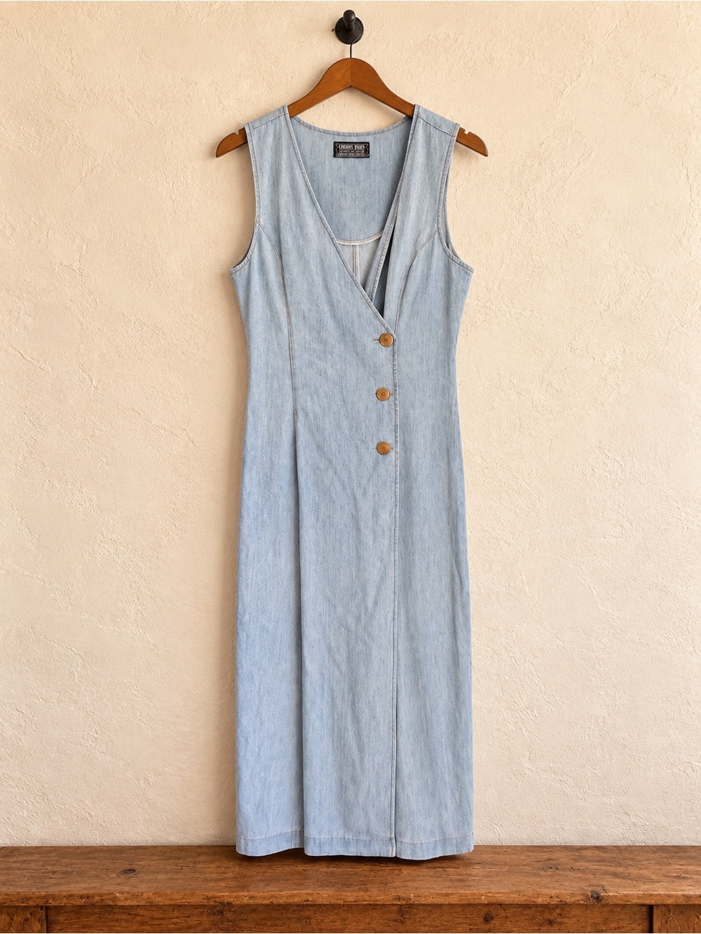 Vintage Chorus Blues Light Wash Chambray Sleeveless Maxi Dress